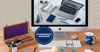 Petit format d'un visuel pour LinkedIn, poste de travail, annonce: infographiste recherché