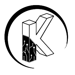 Logo de Karöl, créatrice de contenu - Lettre K en 3D avec cercle ouvert dans le bas comme une demi-lune